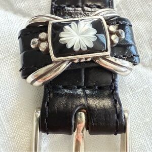 Brighton Black and Silver Floral Accent Belt